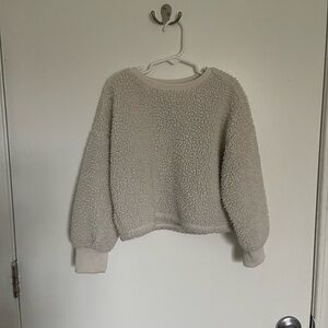 Old Navy Cream Sherpa Cropped Sweatshirt